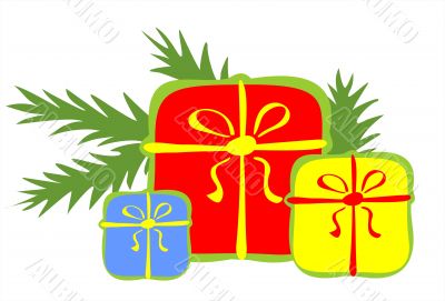 gift boxes and fur-tree