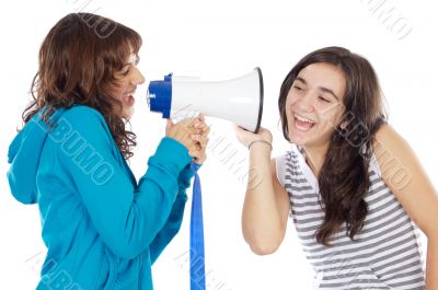 Teen girl with megaphone