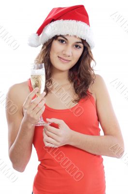 girl holding a glass of champagne