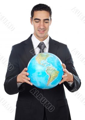 Man holding globe