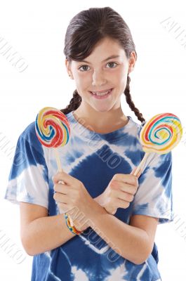 Girl with lollipops