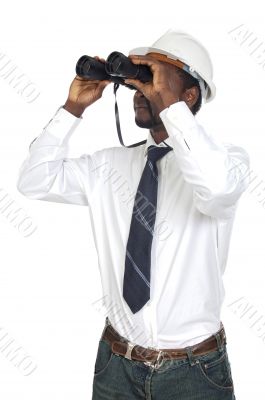 Man with binoculars