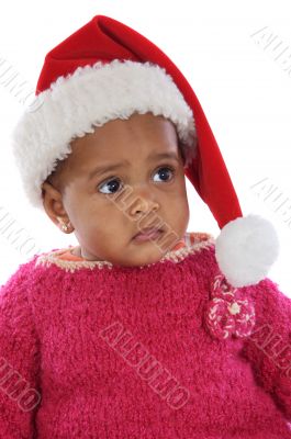 baby girl with santa claus hat