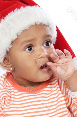 baby girl with santa hat