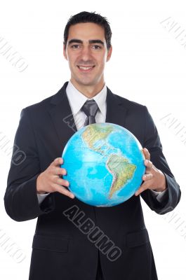 Man holding globe