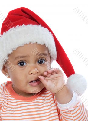 baby girl with santa hat