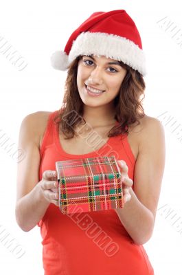 Girl with christmas box