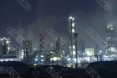 Power generation factory at night