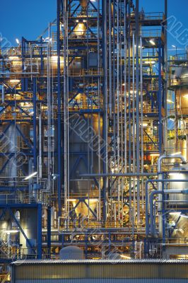 Close-up on oil refinery