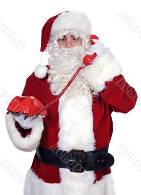 Santa Claus at the phone