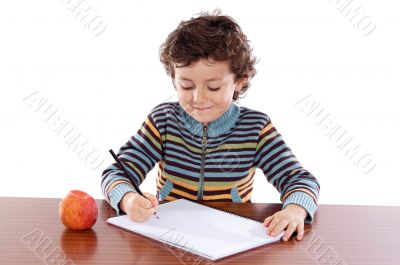 Adorable child studying