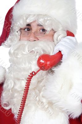 Santa Claus at the phone