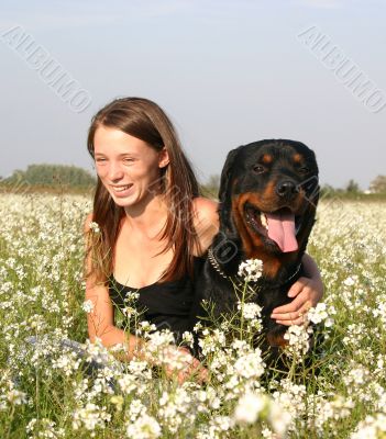 girl and rottweiler