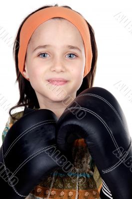 Girl with boxing gloves