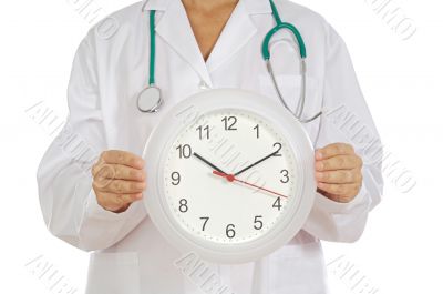 Doctor showing clock