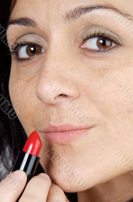 Woman with lipstick