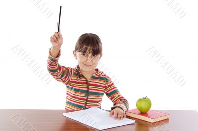 adorable girl studying