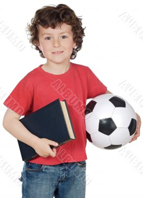 Boy with ball and book