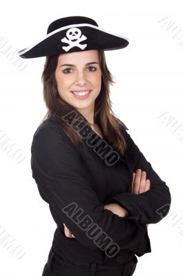Girl with pirate hat