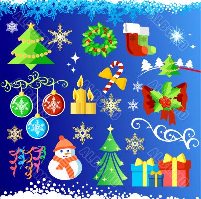 Big set elements for Christmas design / vector /