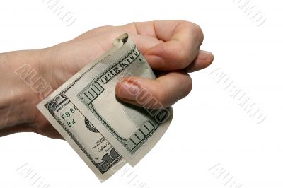 dollars in a hand