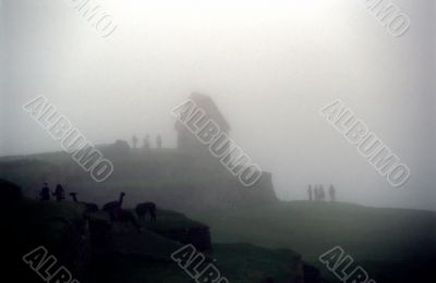 Machu Picchu with fog