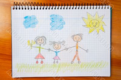 drawing of a happy family