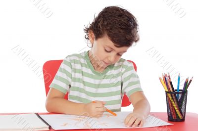 adorable boy studying