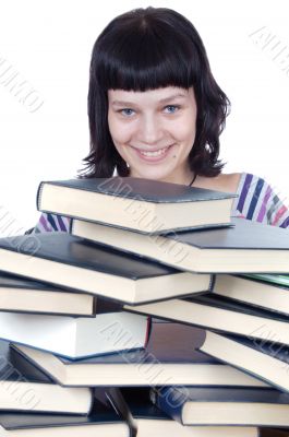 Girl and books