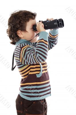 boy watching after binoculars