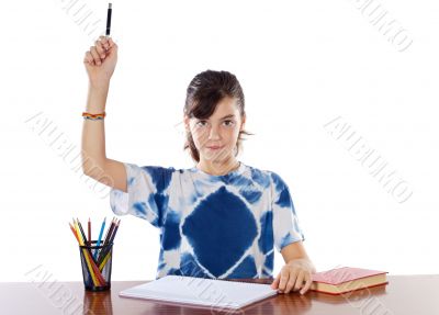 adorable girl studying