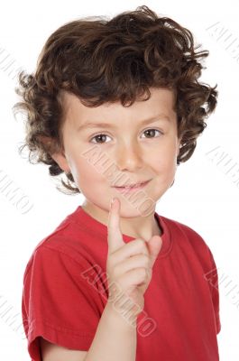 Boy pointing up
