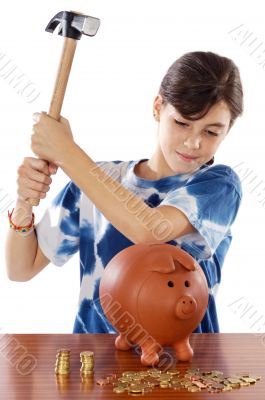 girl whit money box