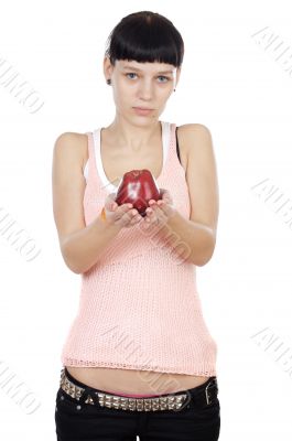Girl holding apple