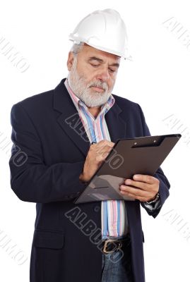Engineer taking notes