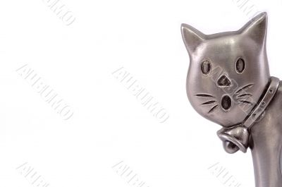 Head of a metal toy cat