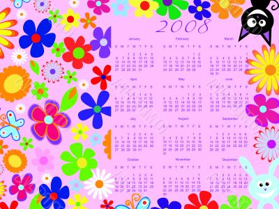 Colorful Calendar for 2008
