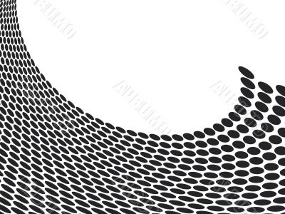 abstract halftone wave in black and white with room to add your
