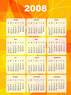 Colorful Calendar for 2008