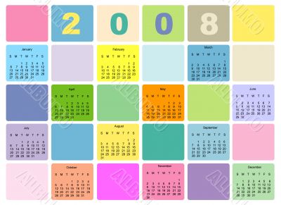 Colorful Calendar for 2008