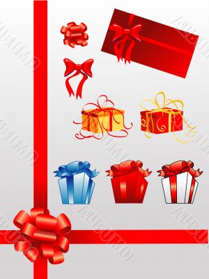 Bows, giftboxes, ribbons