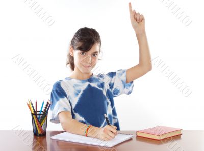 adorable girl studying