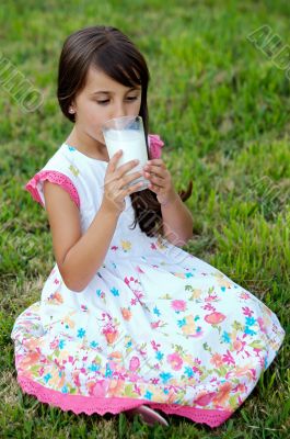 Girl drinking milk