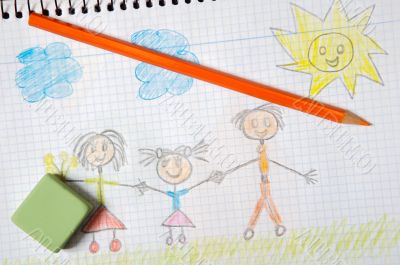 drawing of a happy family