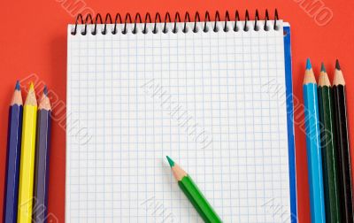 pencils and notebook