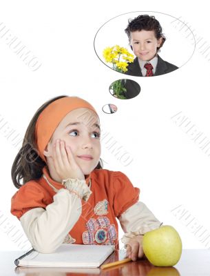 Girl studying enamored