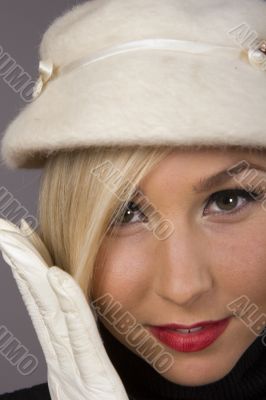 Blonde White Hat Closeup