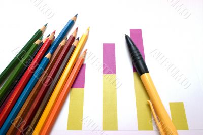pen on the diagram with a pencils