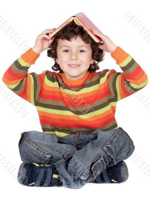 Adorable boy studying