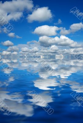 blue sky reflected